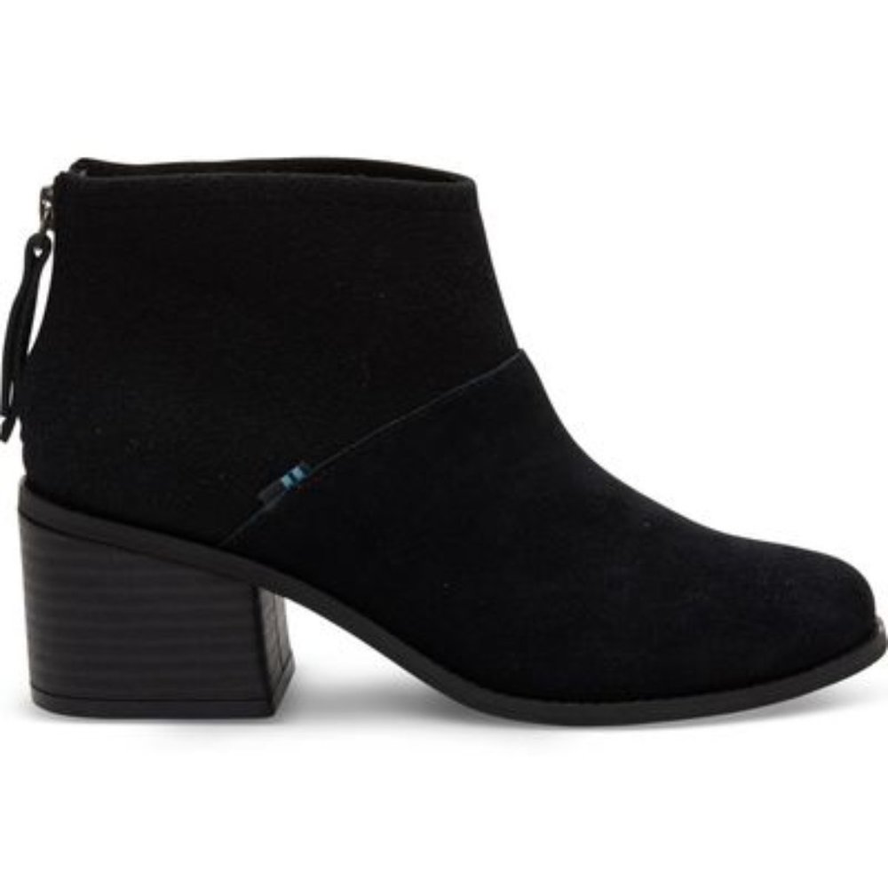 NWT Toms black leather & felt Booties, size 8.5